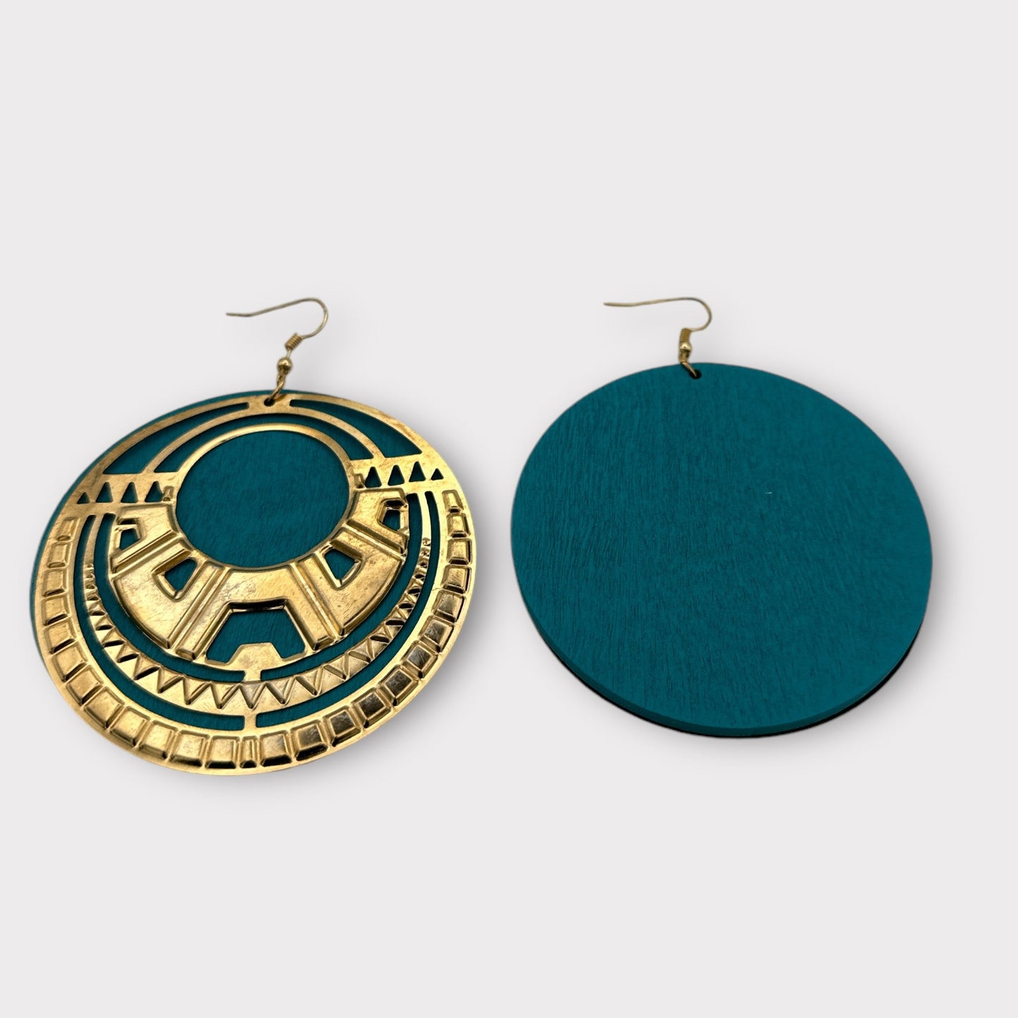 Tribal - Inspired Wooden and Metal Hoop Earrings – Bold Statement Earrings in Multiple Colours - Fatisha Boutique