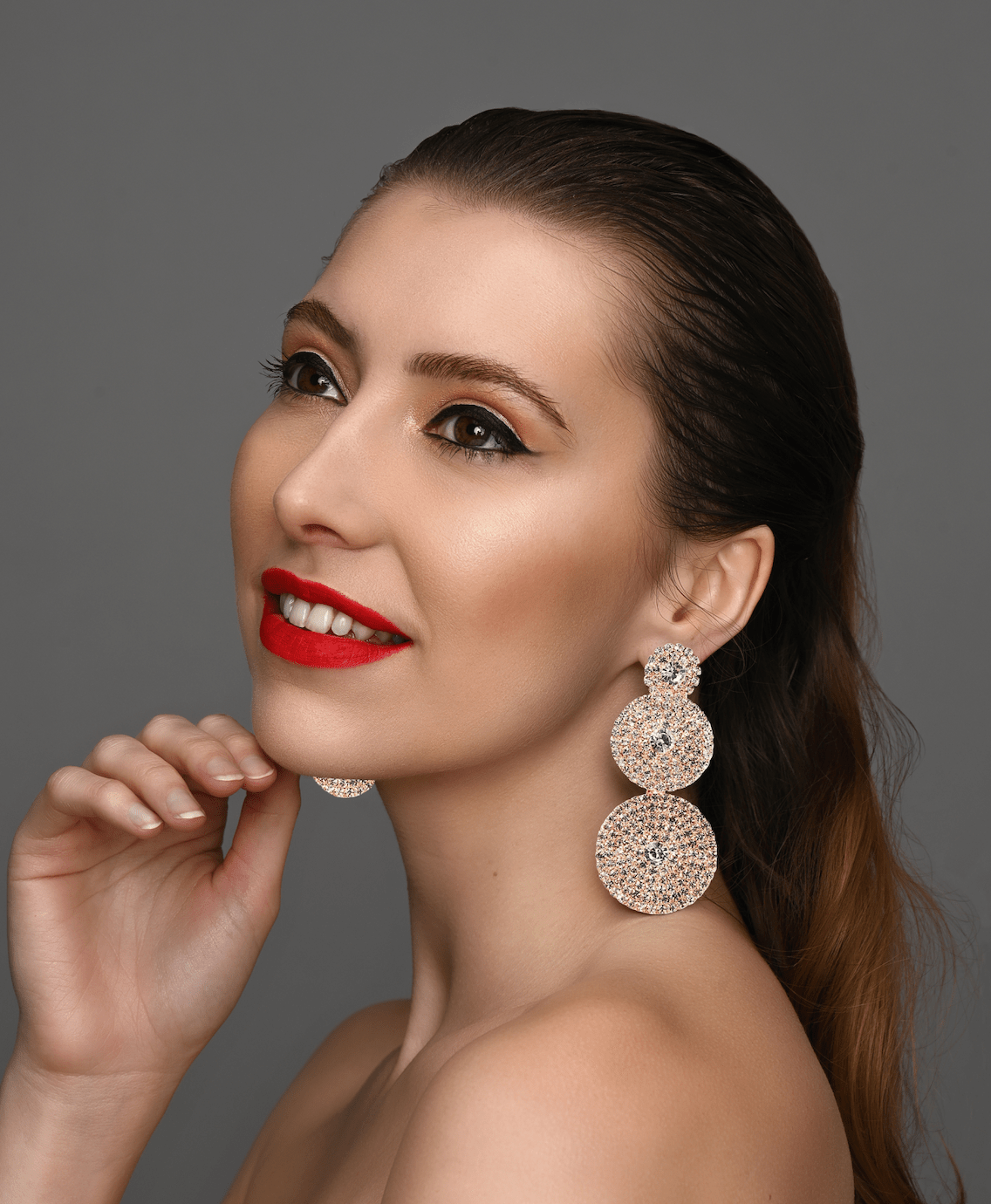 Triple Circle Crystal Statement Earrings - Glamorous Sparkling Dangle Earrings - Fatisha Boutique