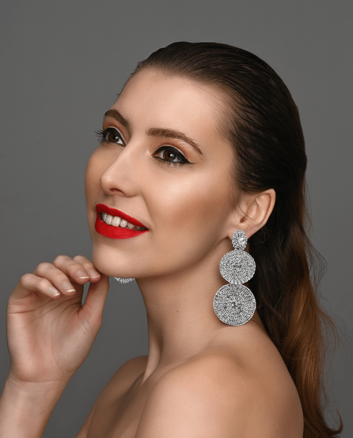 Triple Circle Crystal Statement Earrings - Glamorous Sparkling Dangle Earrings - Fatisha Boutique