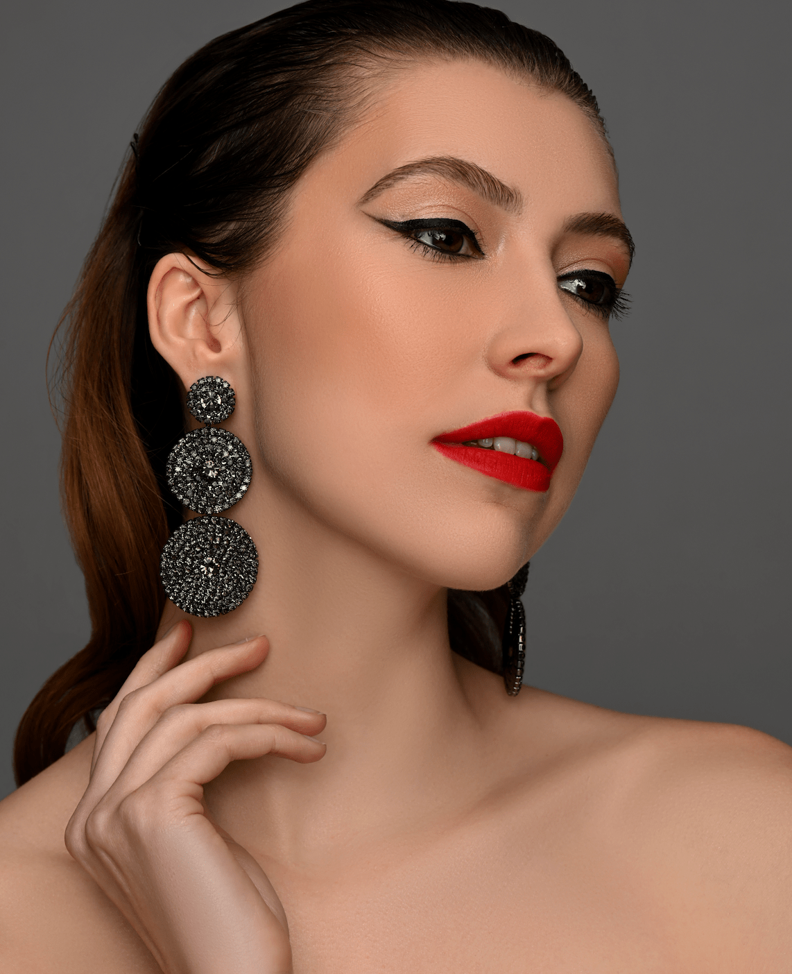 Triple Circle Crystal Statement Earrings - Glamorous Sparkling Dangle Earrings - Fatisha Boutique