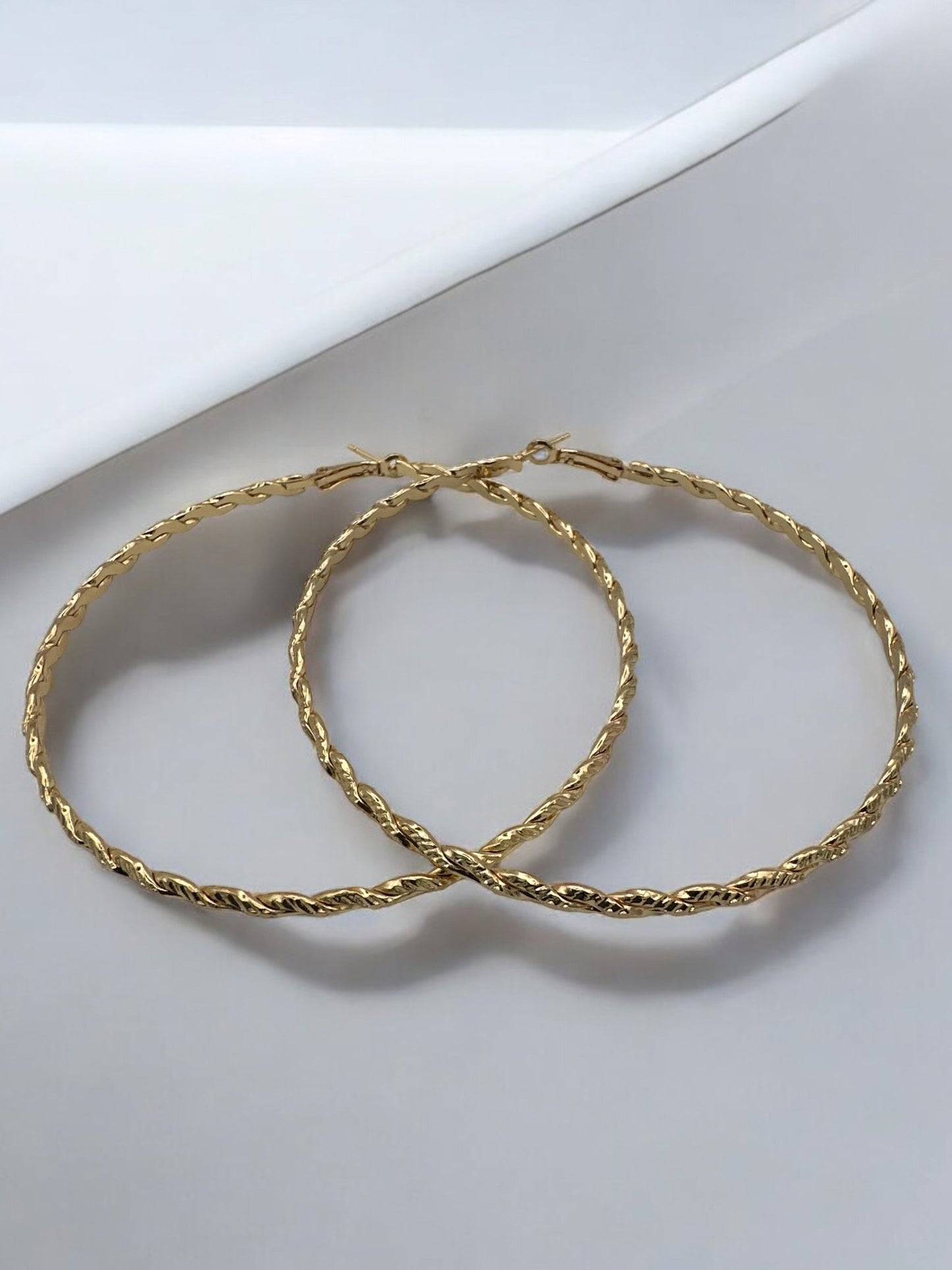 Twisted Design Metal Statement Hoop Earrings - Fatisha Boutique