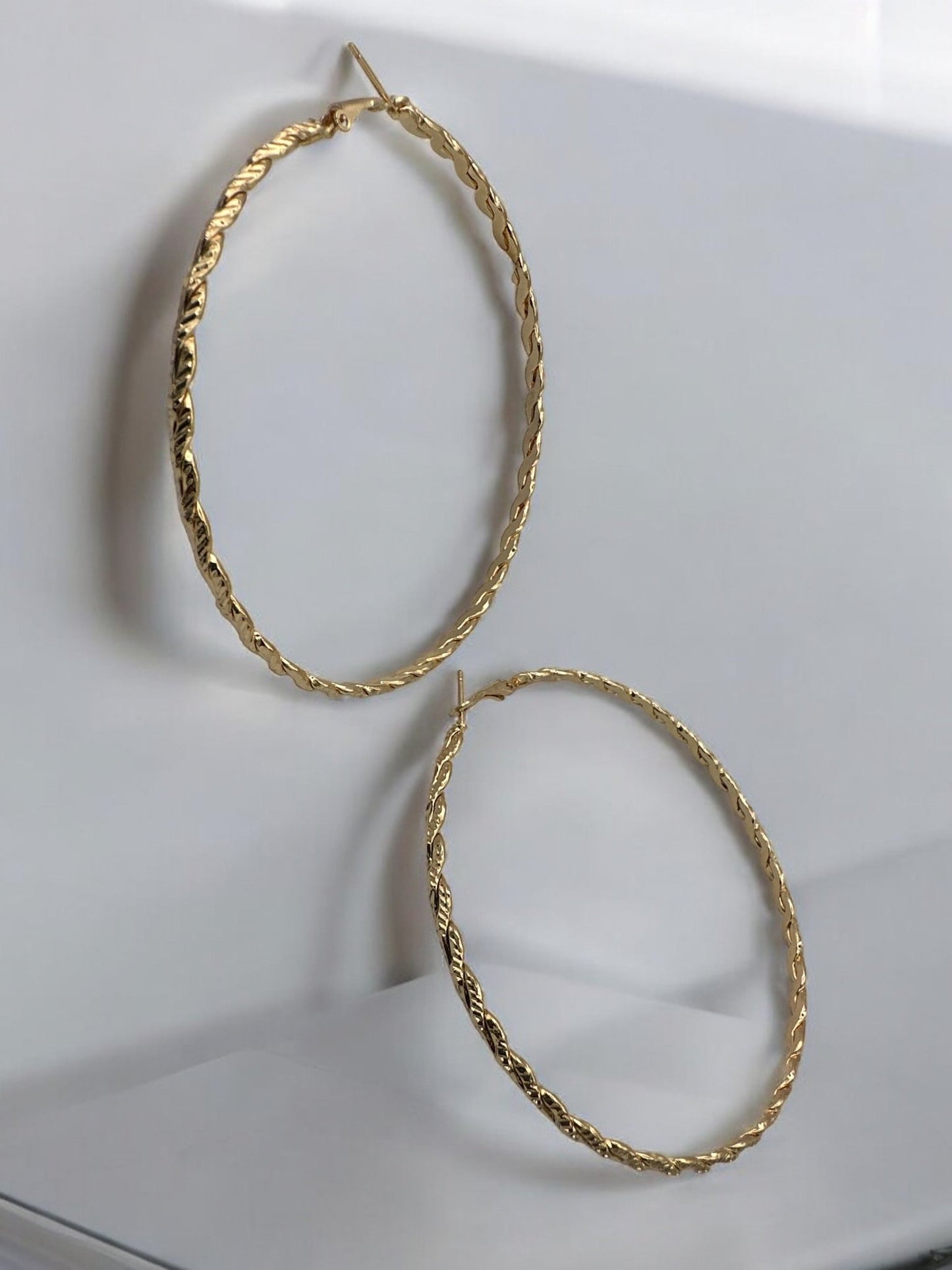 Twisted Design Metal Statement Hoop Earrings - Fatisha Boutique