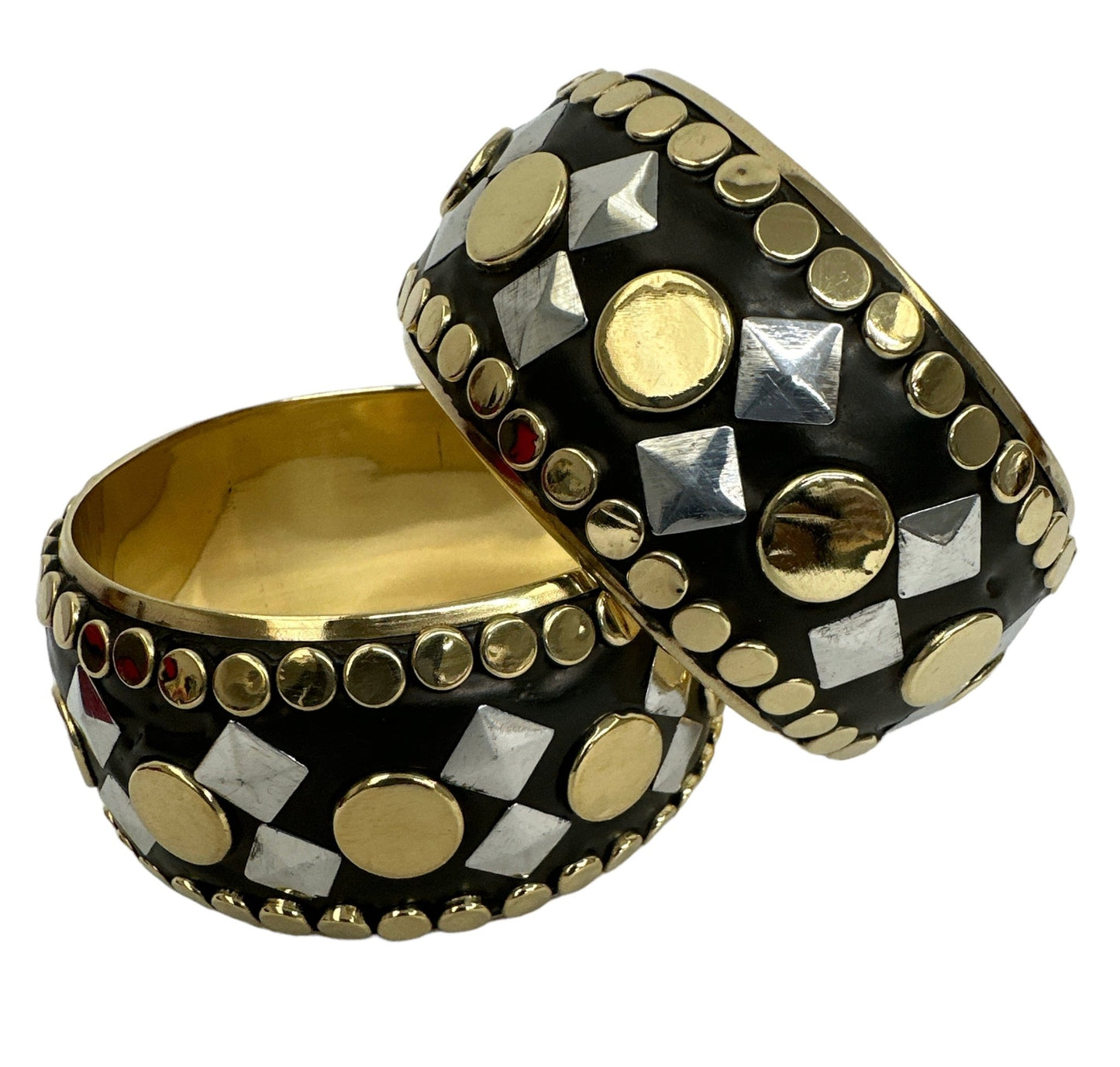 Wide Chunky Brass And Iron Ethnic Punk Bohemian Statement Bangle Bracelets - Fatisha Boutique