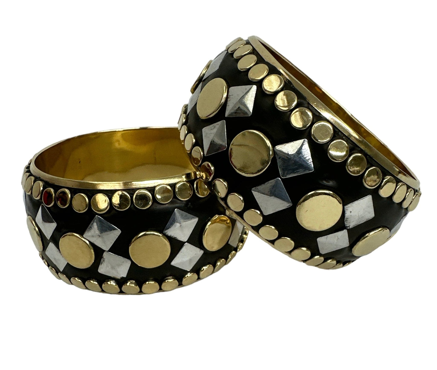 Wide Chunky Brass And Iron Ethnic Punk Bohemian Statement Bangle Bracelets - Fatisha Boutique