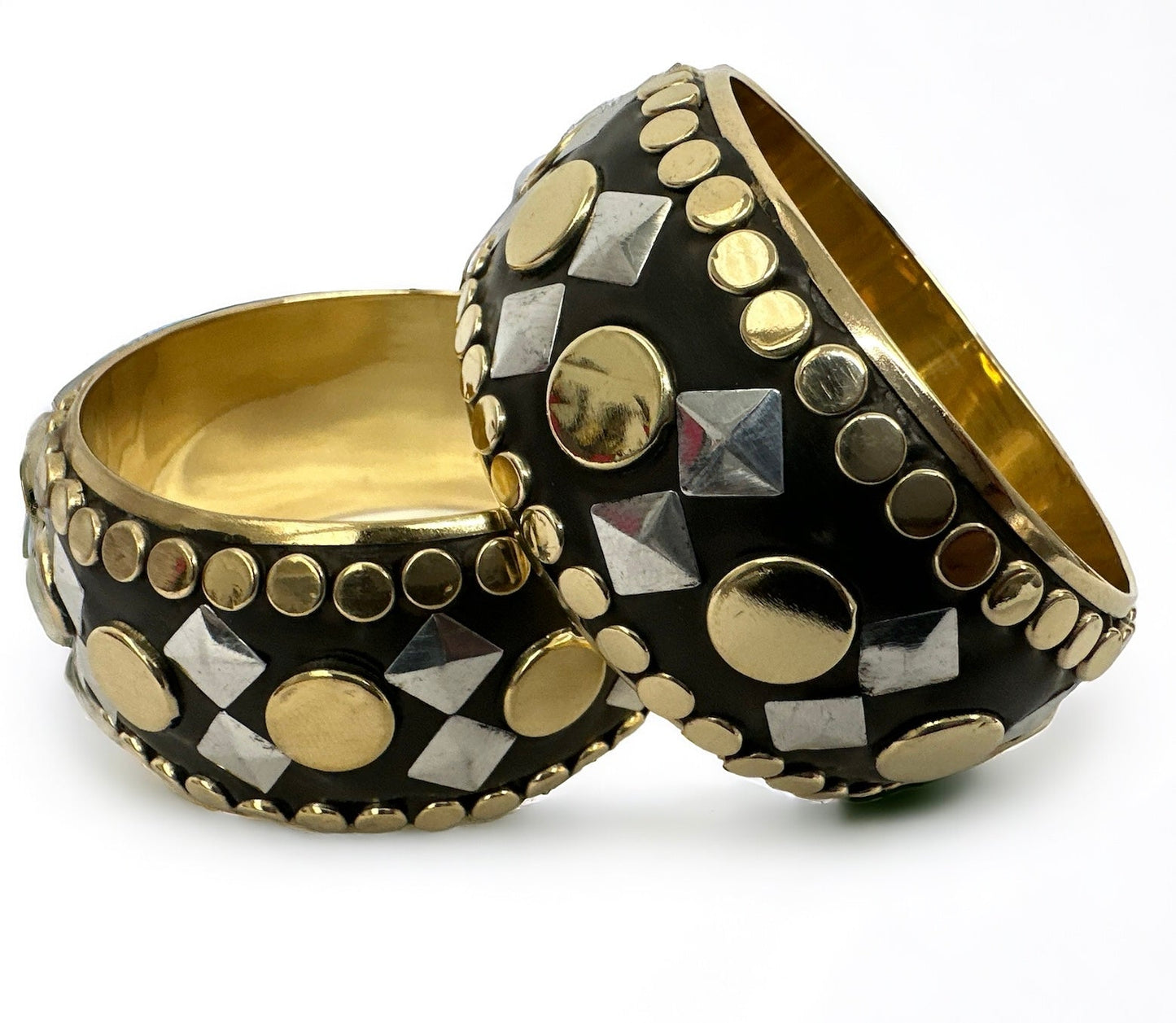 Wide Chunky Brass And Iron Ethnic Punk Bohemian Statement Bangle Bracelets - Fatisha Boutique