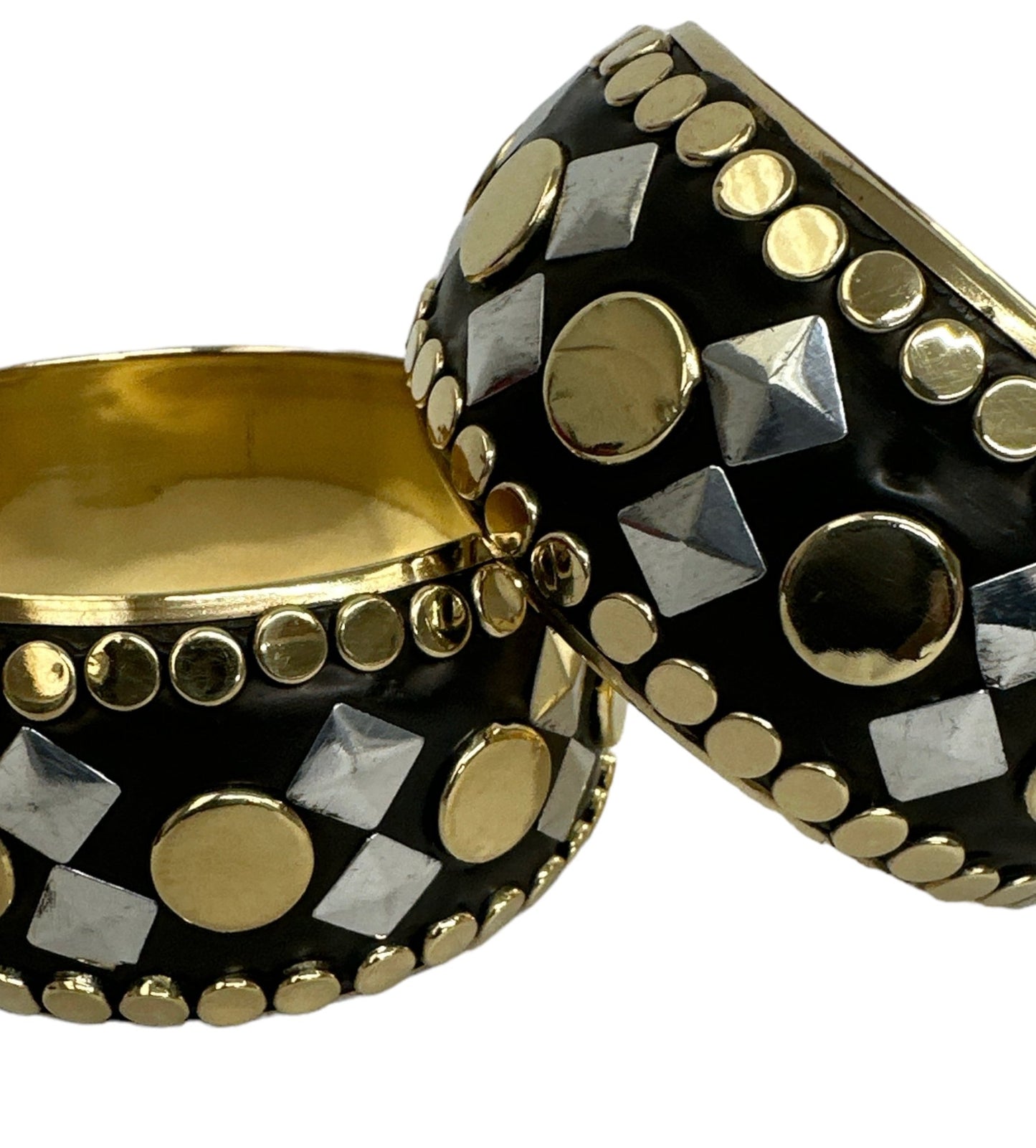 Wide Chunky Brass And Iron Ethnic Punk Bohemian Statement Bangle Bracelets - Fatisha Boutique