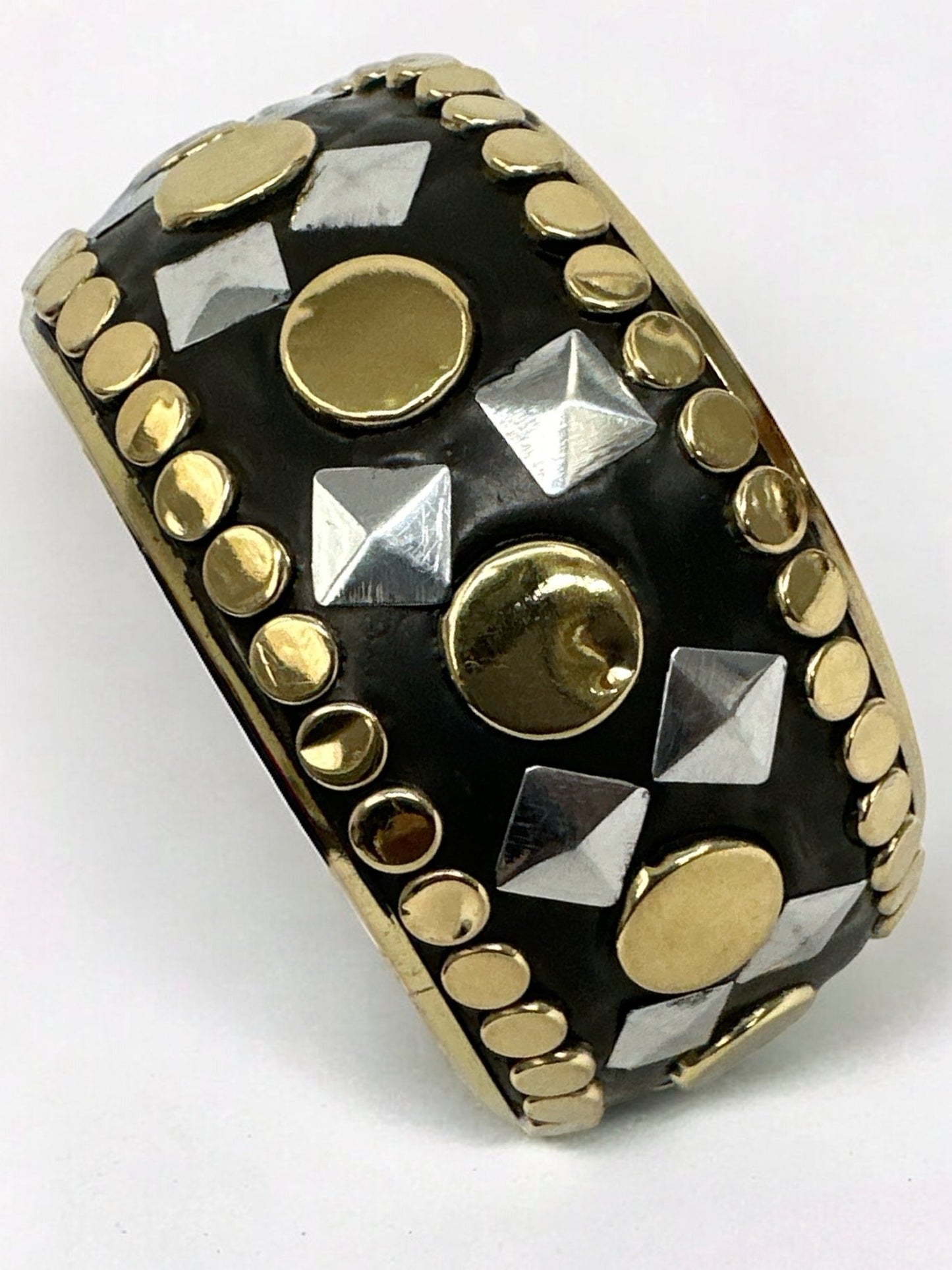 Wide Chunky Brass And Iron Ethnic Punk Bohemian Statement Bangle Bracelets - Fatisha Boutique
