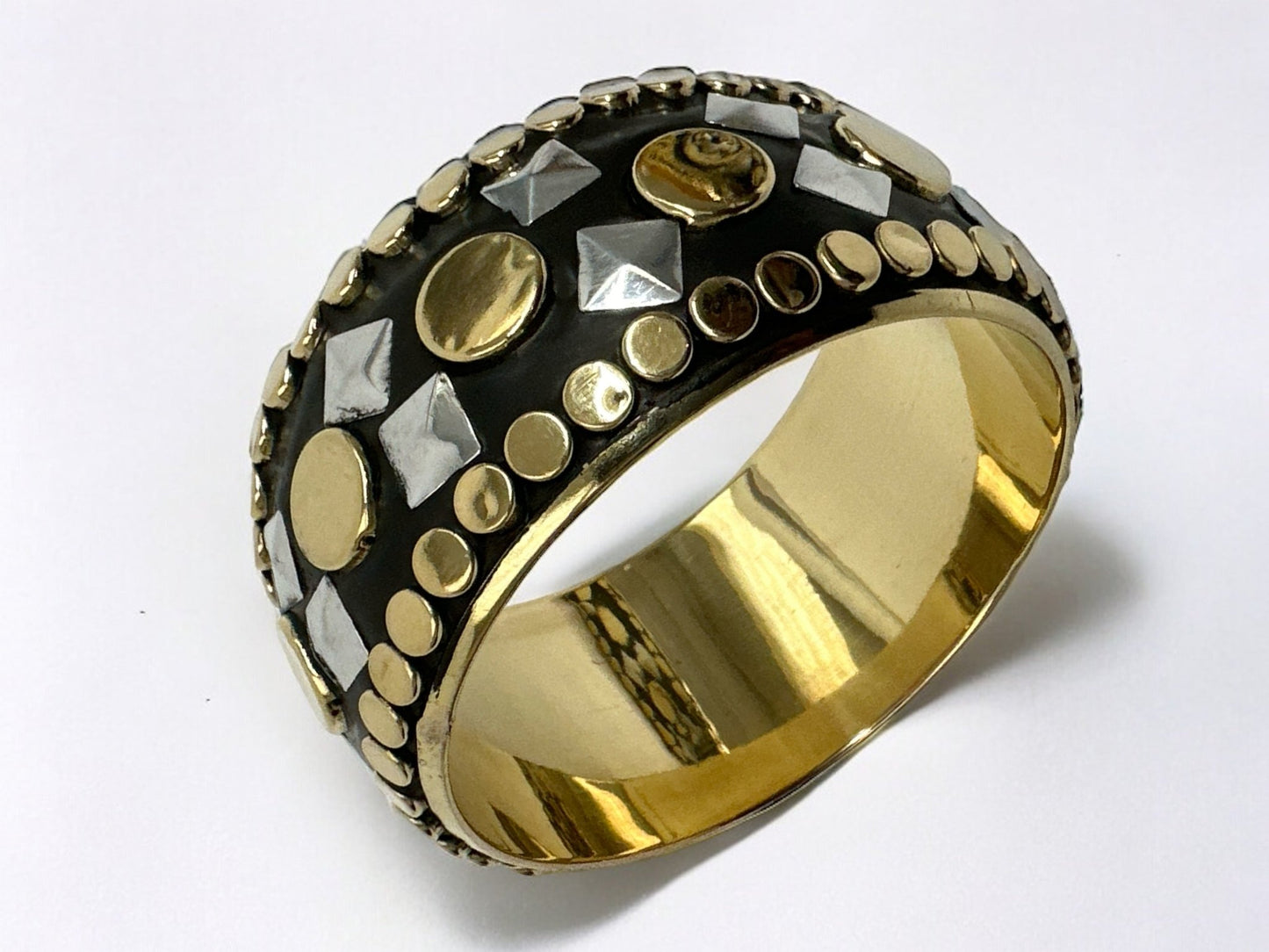 Wide Chunky Brass And Iron Ethnic Punk Bohemian Statement Bangle Bracelets - Fatisha Boutique