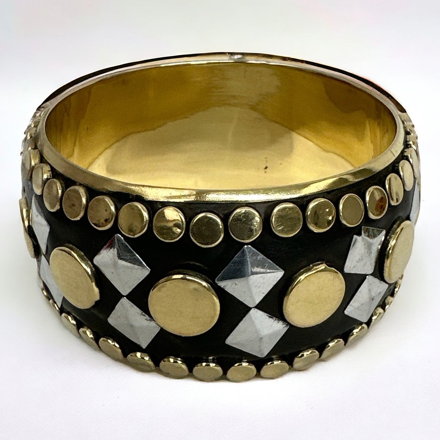 Wide Chunky Brass And Iron Ethnic Punk Bohemian Statement Bangle Bracelets - Fatisha Boutique