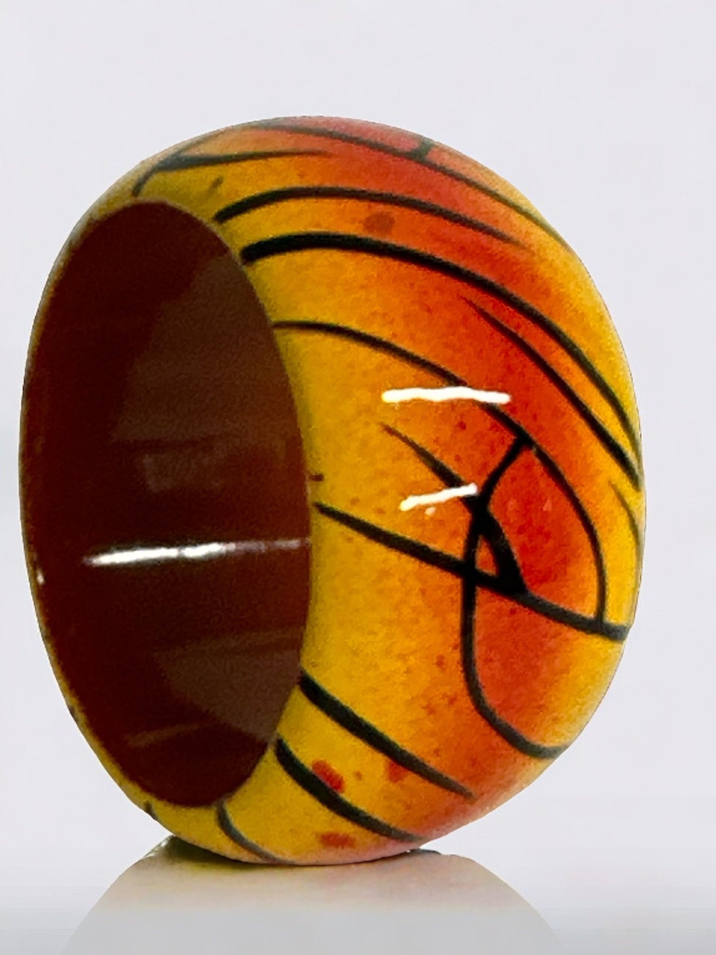 Wide Chunky Hand Painted Ethnic Wooden Bangle Bracelets - Fatisha Boutique