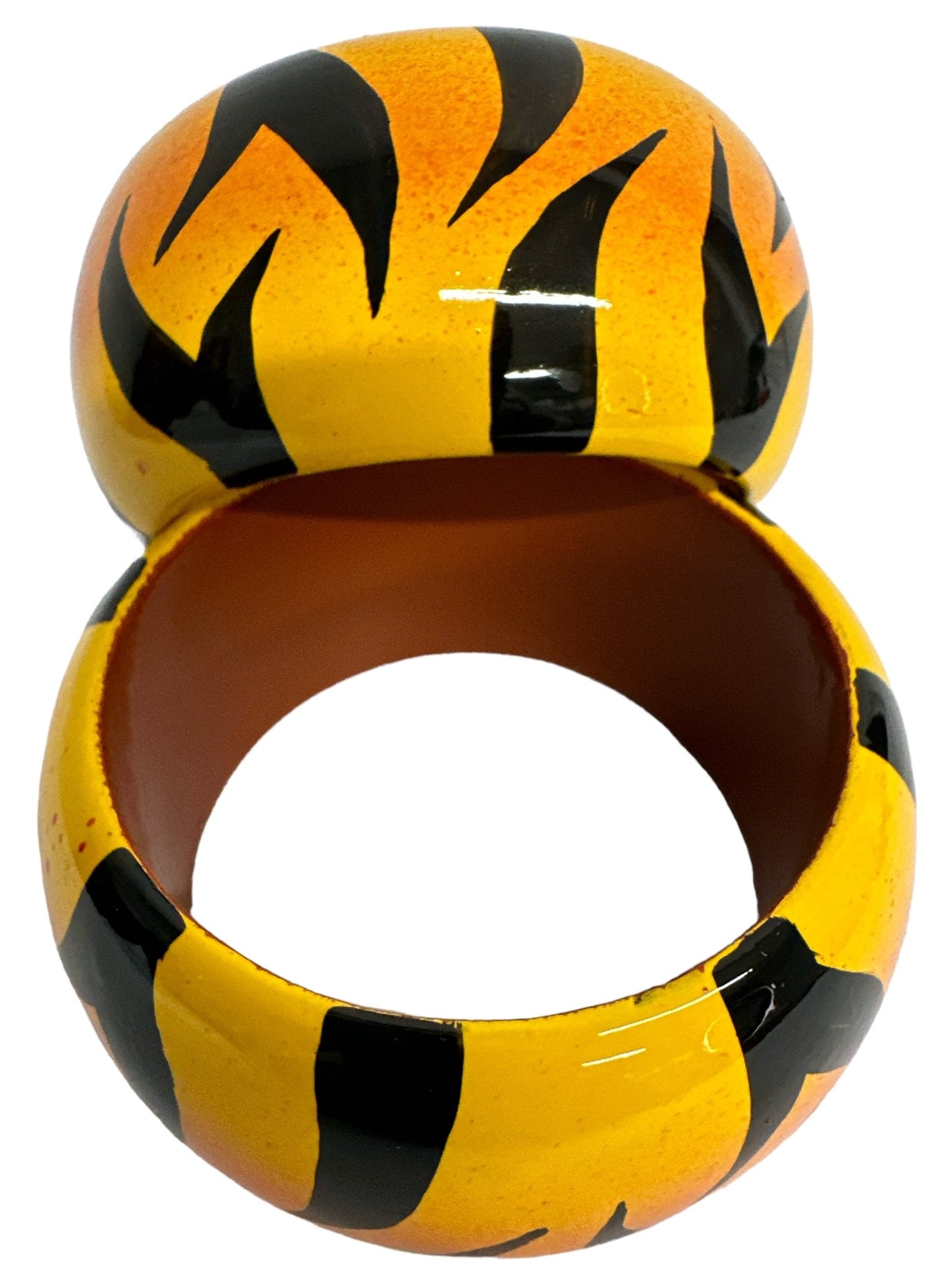 Wide Chunky Hand Painted Ethnic Wooden Bangle Bracelets - Fatisha Boutique