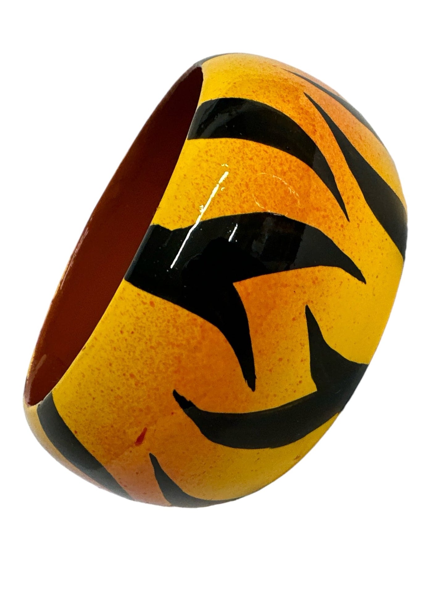 Wide Chunky Hand Painted Ethnic Wooden Bangle Bracelets - Fatisha Boutique