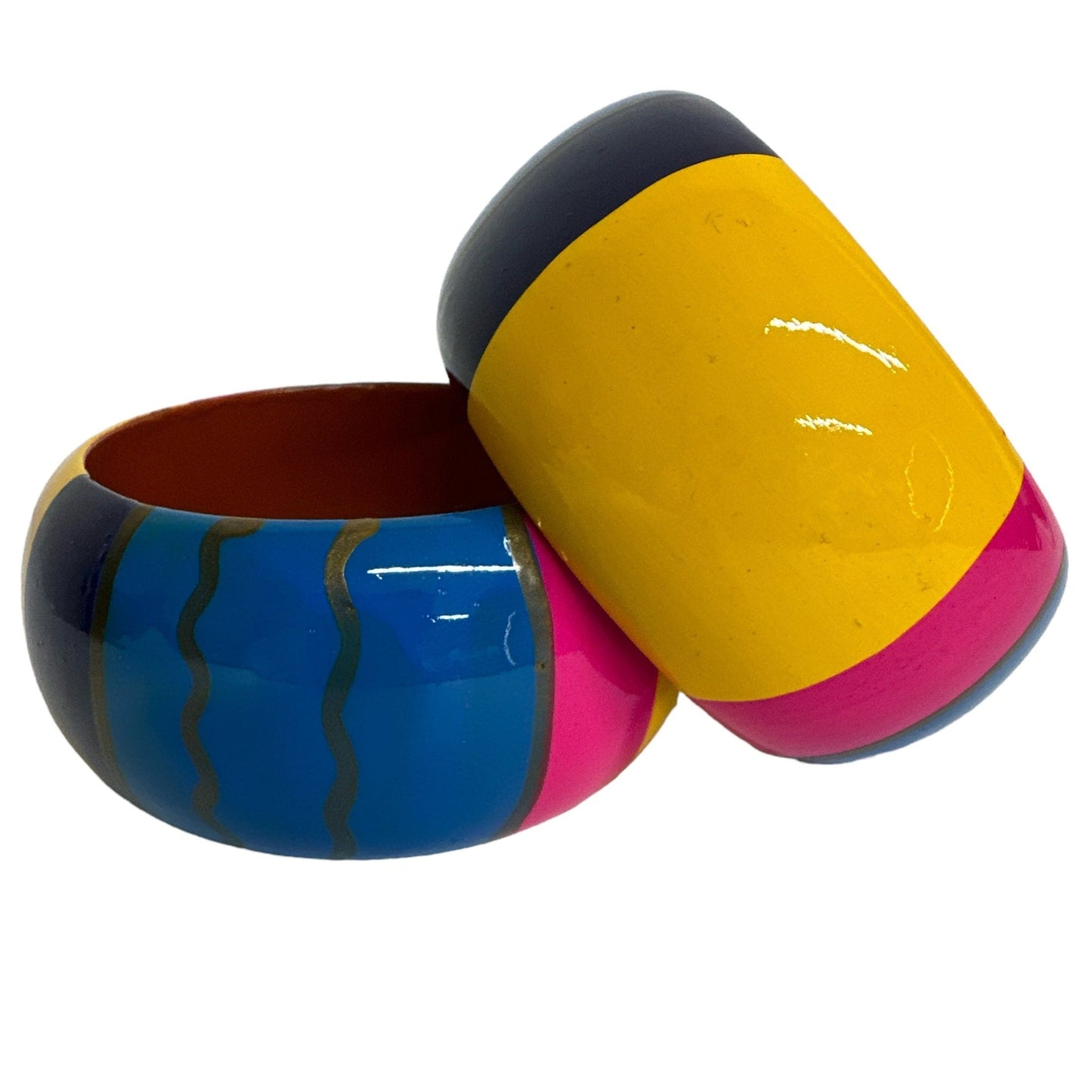 Wide Chunky Hand Painted Ethnic Wooden Bangle Bracelets - Fatisha Boutique