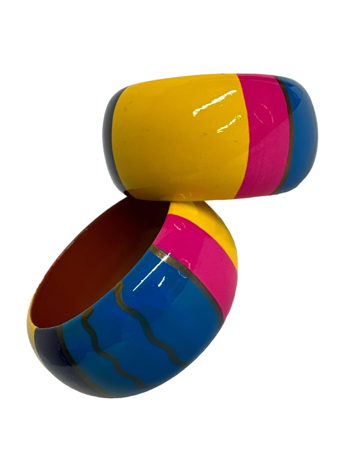 Wide Chunky Hand Painted Ethnic Wooden Bangle Bracelets - Fatisha Boutique