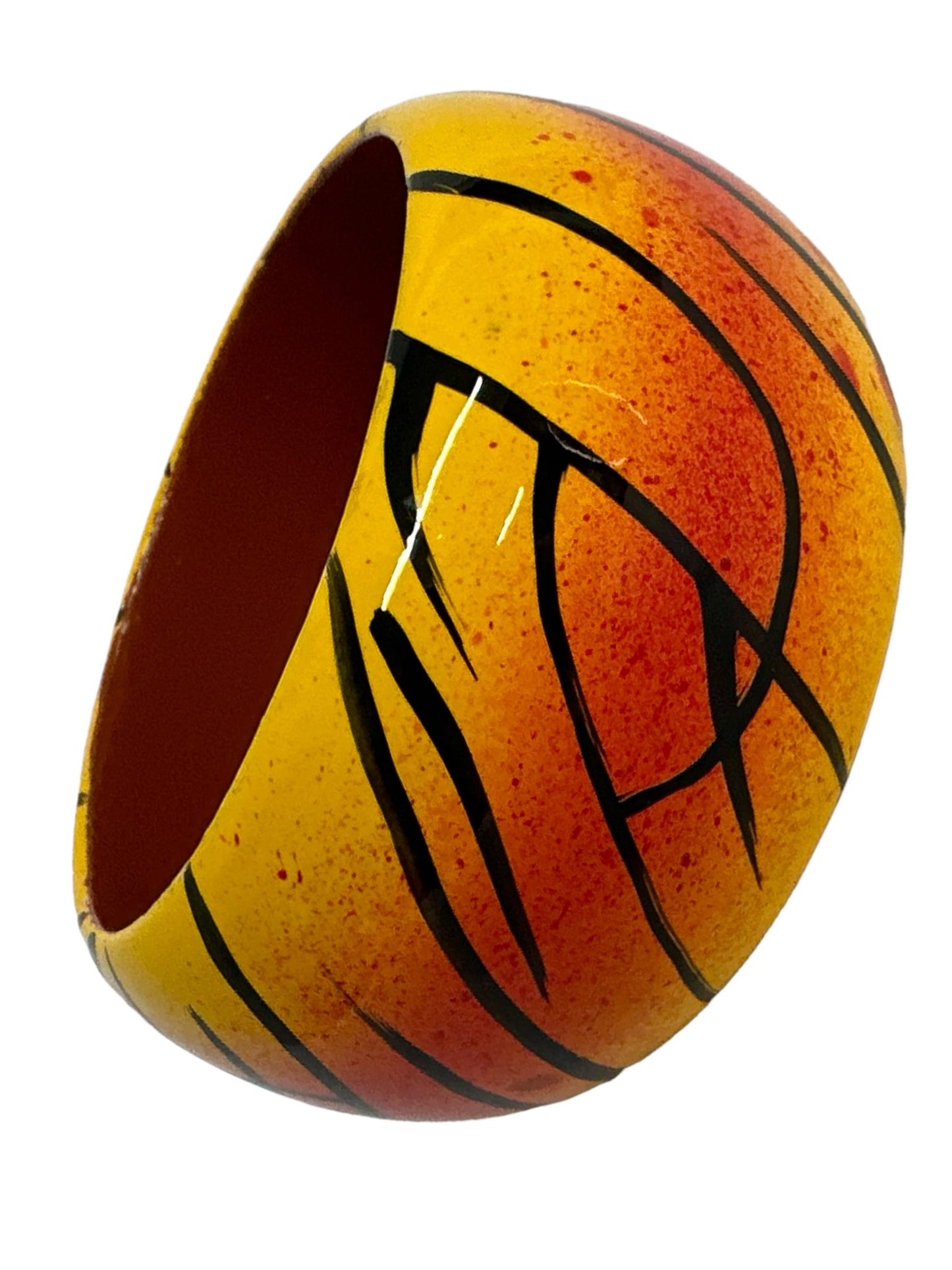 Wide Chunky Hand Painted Ethnic Wooden Bangle Bracelets - Fatisha Boutique