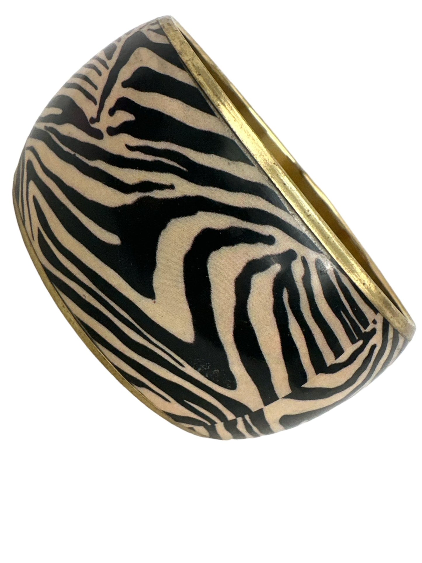 Wide Chunky Tiger Print Ethnic Wooden Brass Bangle Bracelets - Fatisha Boutique