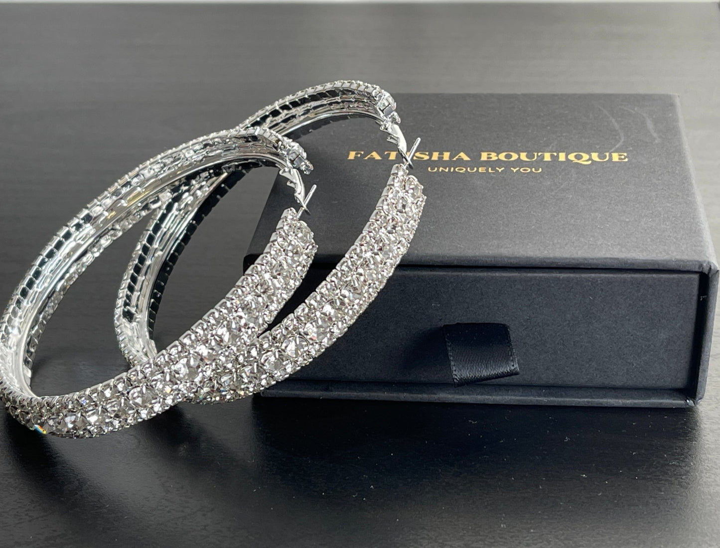 7CM Luxury Crystal Rhinestones Statement Hoop Earrings - Fatisha Boutique