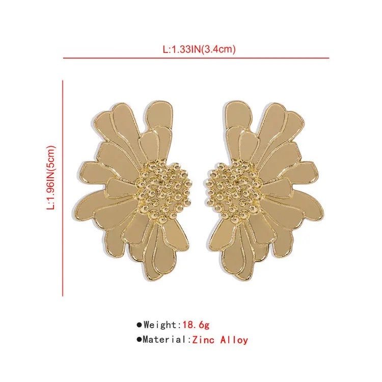 Alloy Metal Petals Flowers Shaped Stud Drop Earrings - Fatisha Boutique