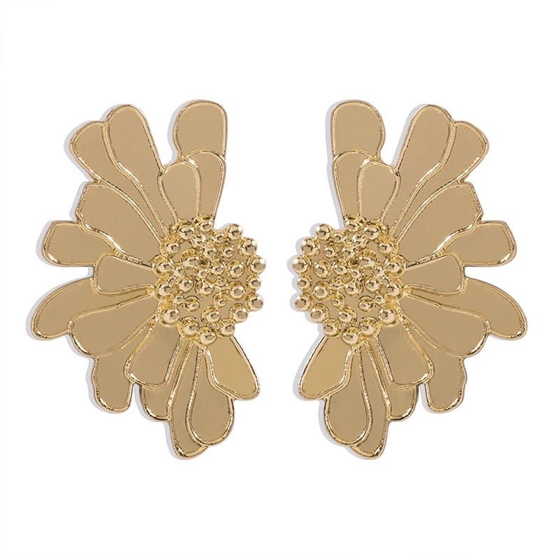 Alloy Metal Petals Flowers Shaped Stud Drop Earrings - Fatisha Boutique