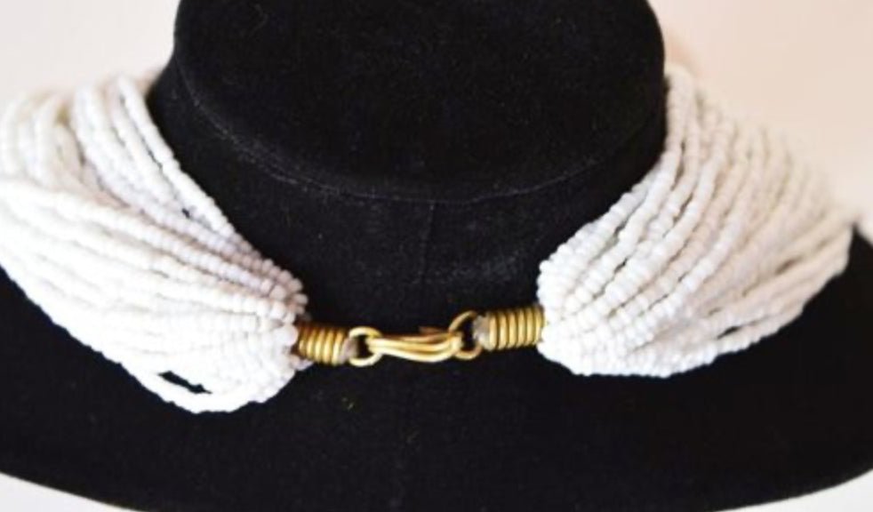 Authentic African White Gold Multilayered Beaded Long Necklaces - Fatisha Boutique