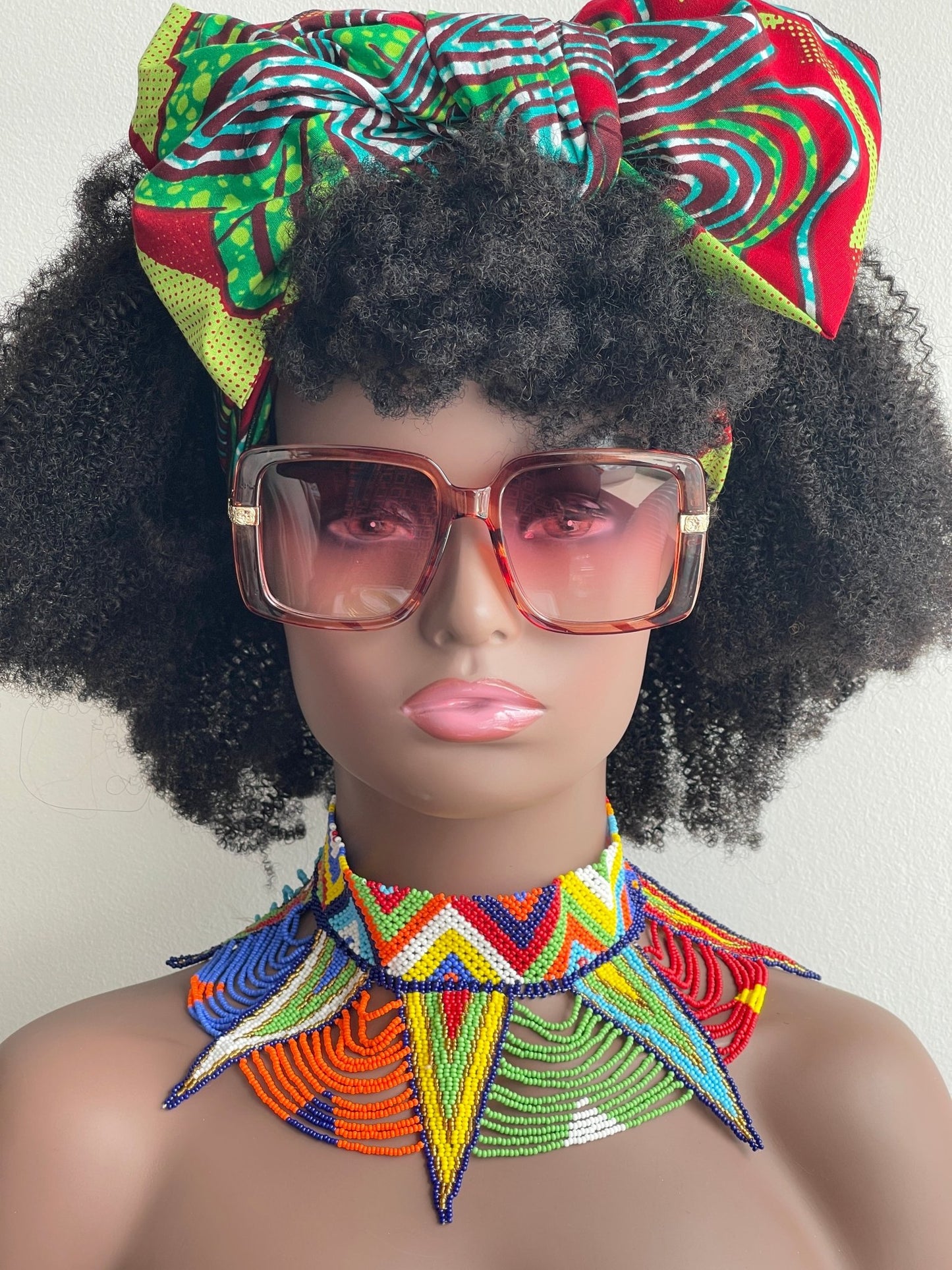 Authentic Maasai Zulu Multicolour Tribal Ethnic Beaded Collar Choker Necklace - Fatisha Boutique