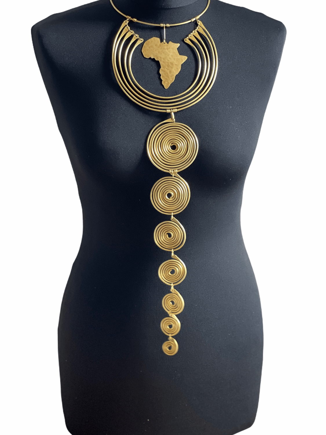 Authentic Unique African Craftsmanship Brass Metal Statement Pendant Necklace - Fatisha Boutique