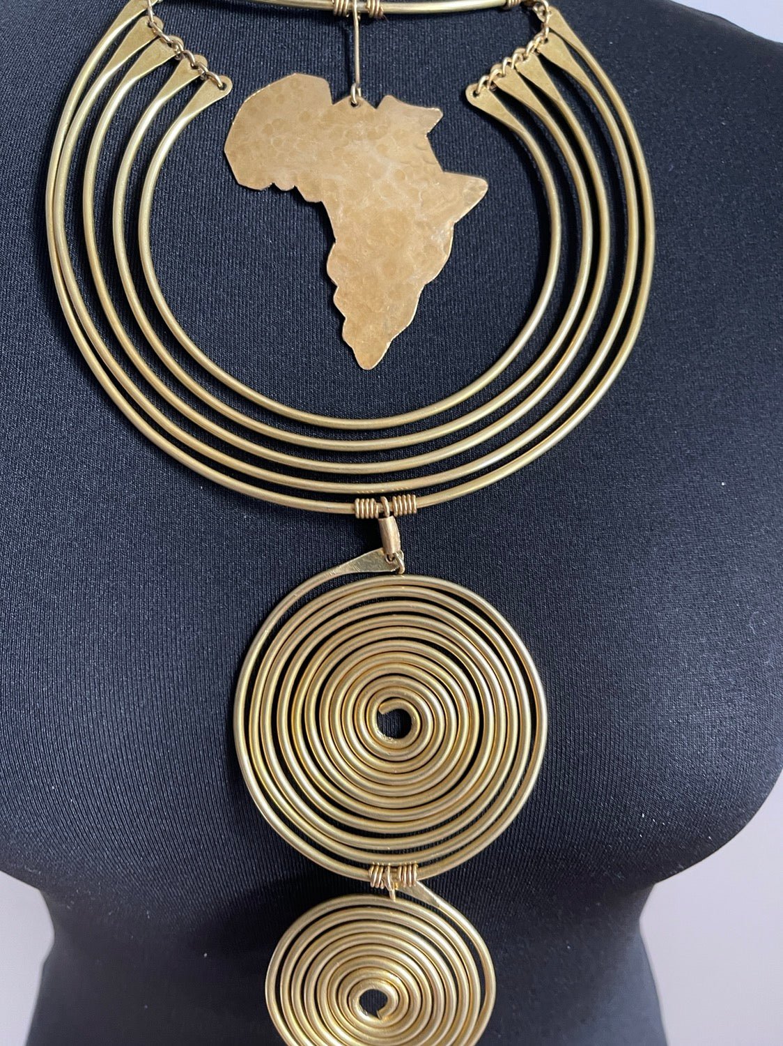 Authentic Unique African Craftsmanship Brass Metal Statement Pendant Necklace - Fatisha Boutique