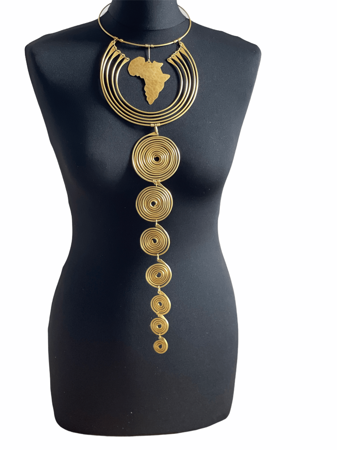 Authentic Unique African Craftsmanship Brass Metal Statement Pendant Necklace - Fatisha Boutique