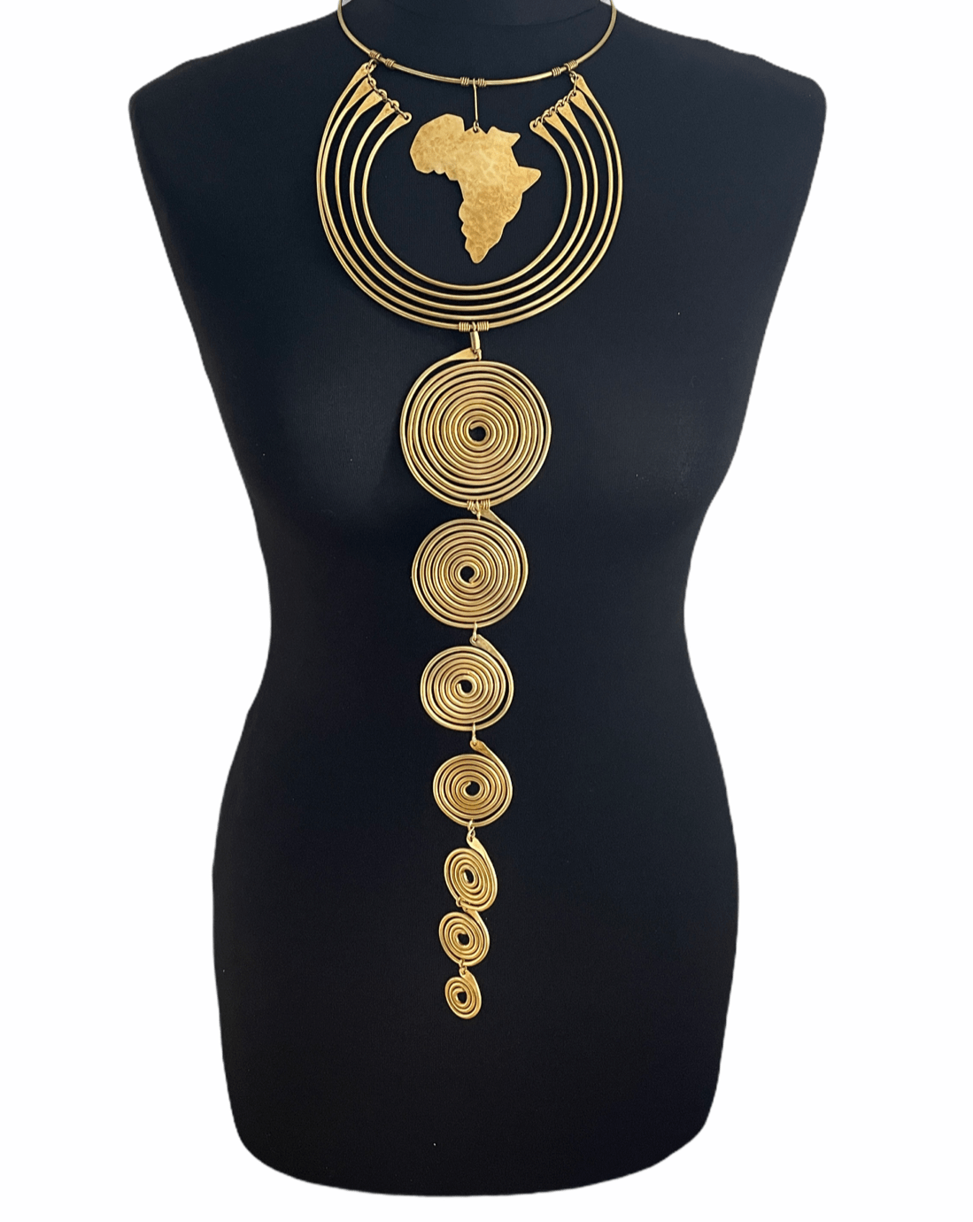 Authentic Unique African Craftsmanship Brass Metal Statement Pendant Necklace - Fatisha Boutique
