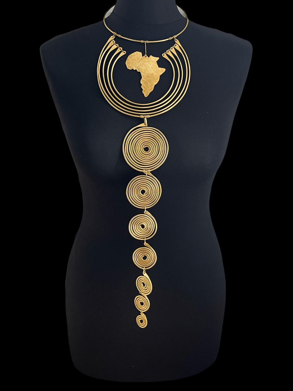 Authentic Unique African Craftsmanship Brass Metal Statement Pendant Necklace - Fatisha Boutique