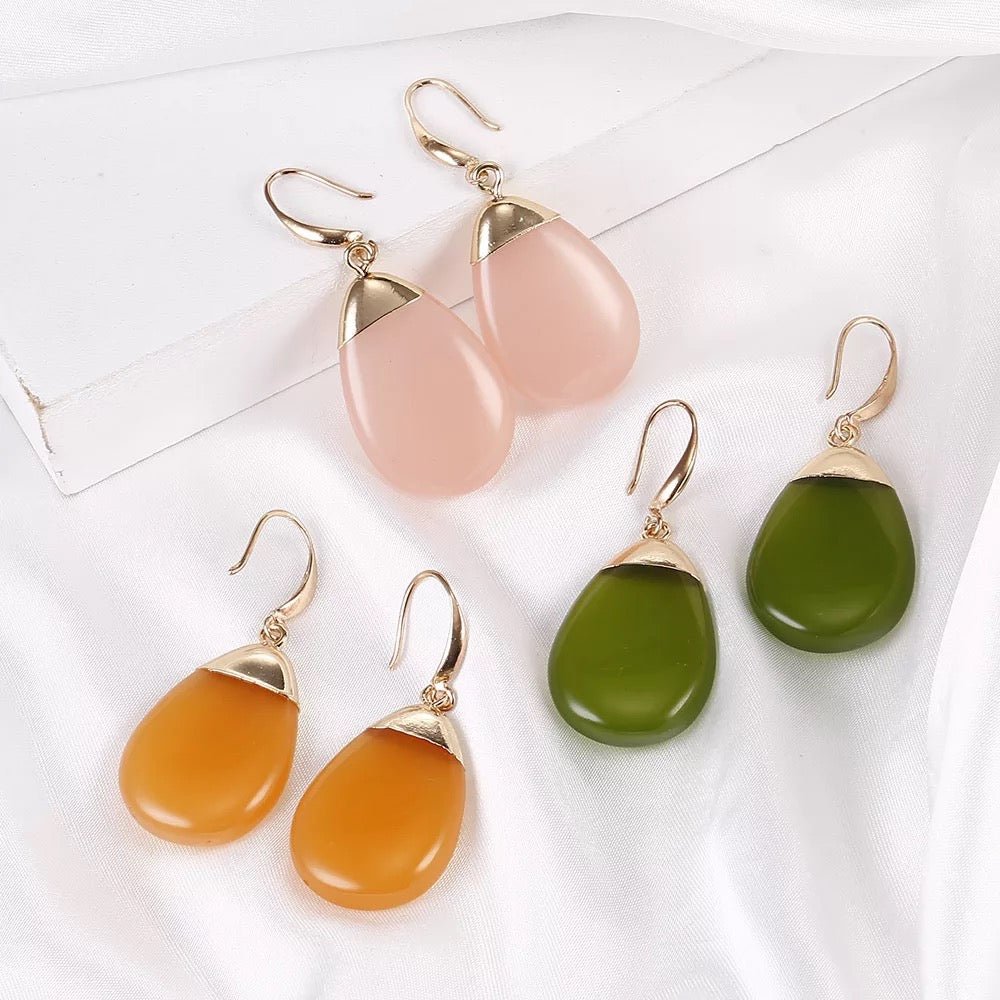 Bohemia Resin Teardrop Lightweight Everyday Dangle Earrings - Fatisha Boutique