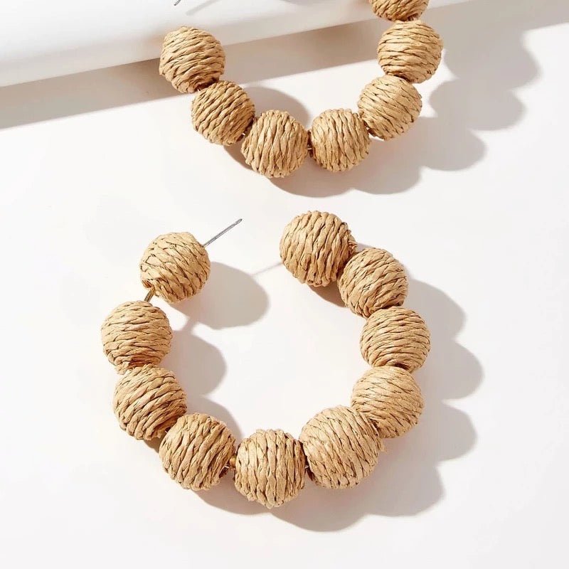 Bohemian Beaded Rattan Statement Earrings - Fatisha Boutique