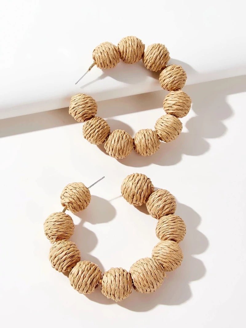 Bohemian Beaded Rattan Statement Earrings - Fatisha Boutique