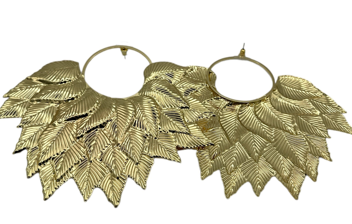 Bold Gold Leaf Statement Earrings - Fatisha Boutique