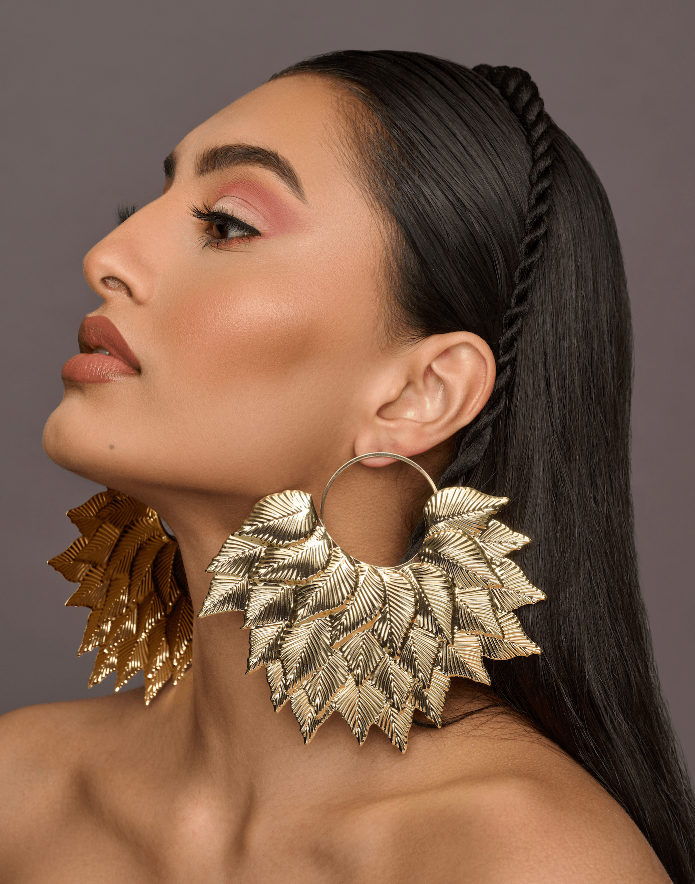 Bold Gold Leaf Statement Earrings - Fatisha Boutique