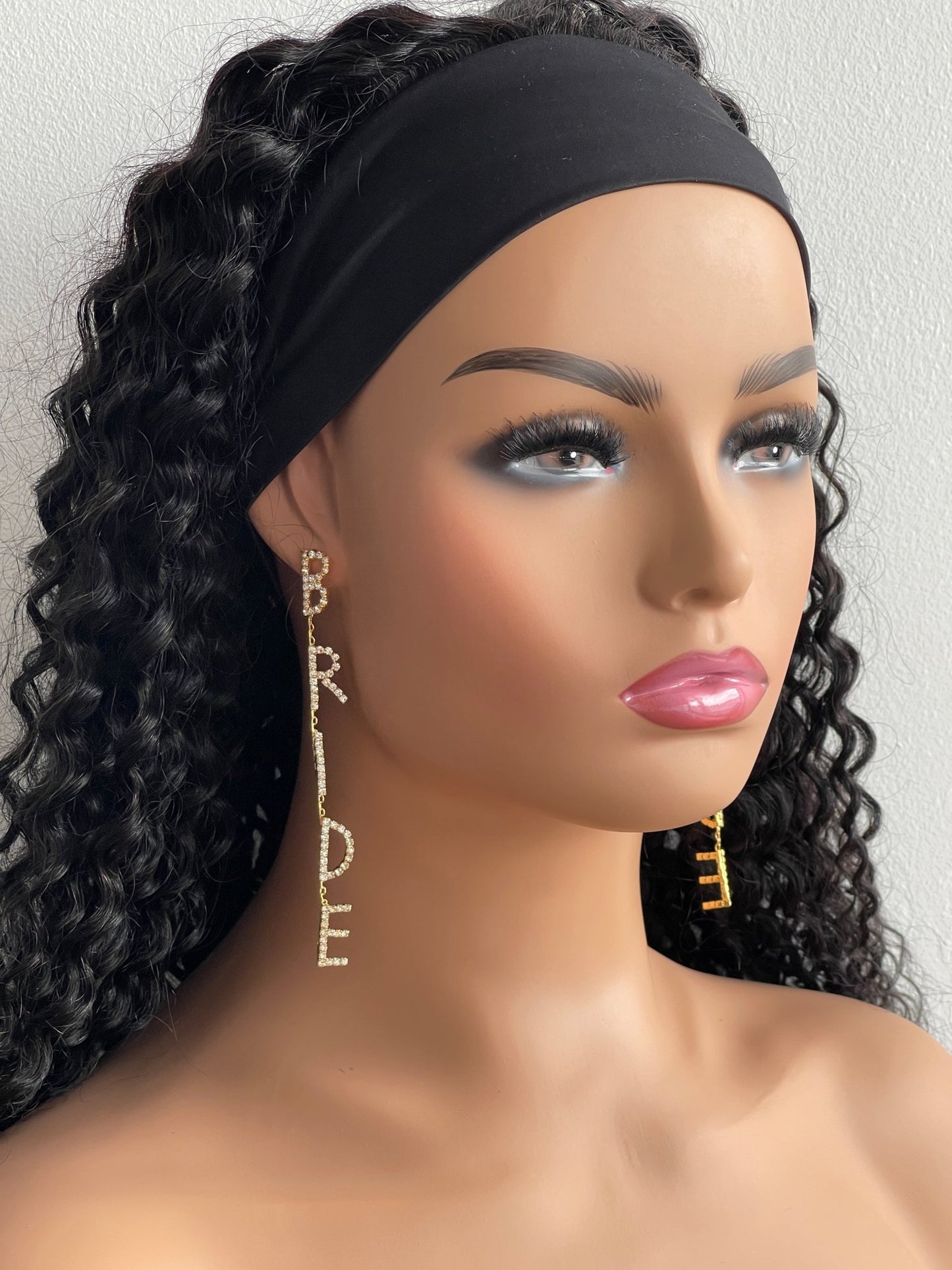 Bridal Statement Earrings WIFEY BRIDE Rhinestone Drop Earrings for Weddings and Bachelorette Parties - Fatisha Boutique