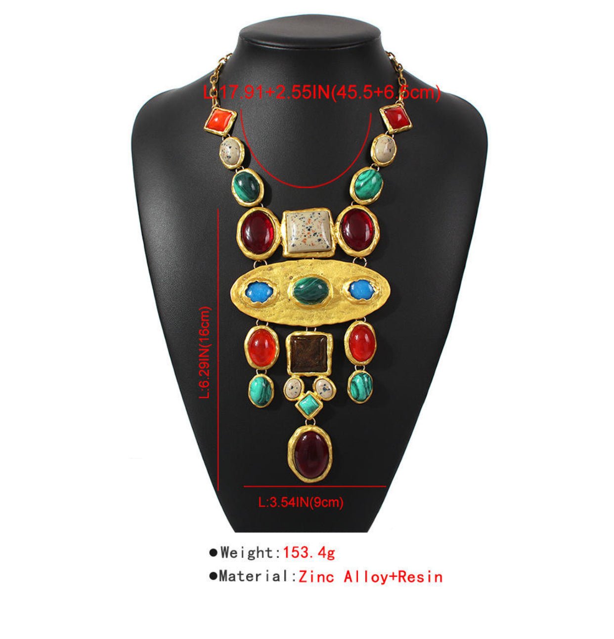 Charming Multicolour Retro Vintage Style Tribal Resin Statement Necklace - Fatisha Boutique