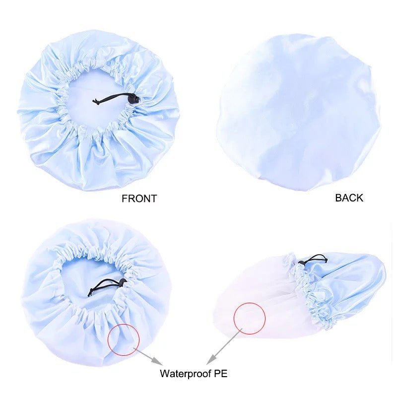 Children Satin Silk Doubled Layered Adjustable Shower Bonnet Caps - Fatisha Boutique