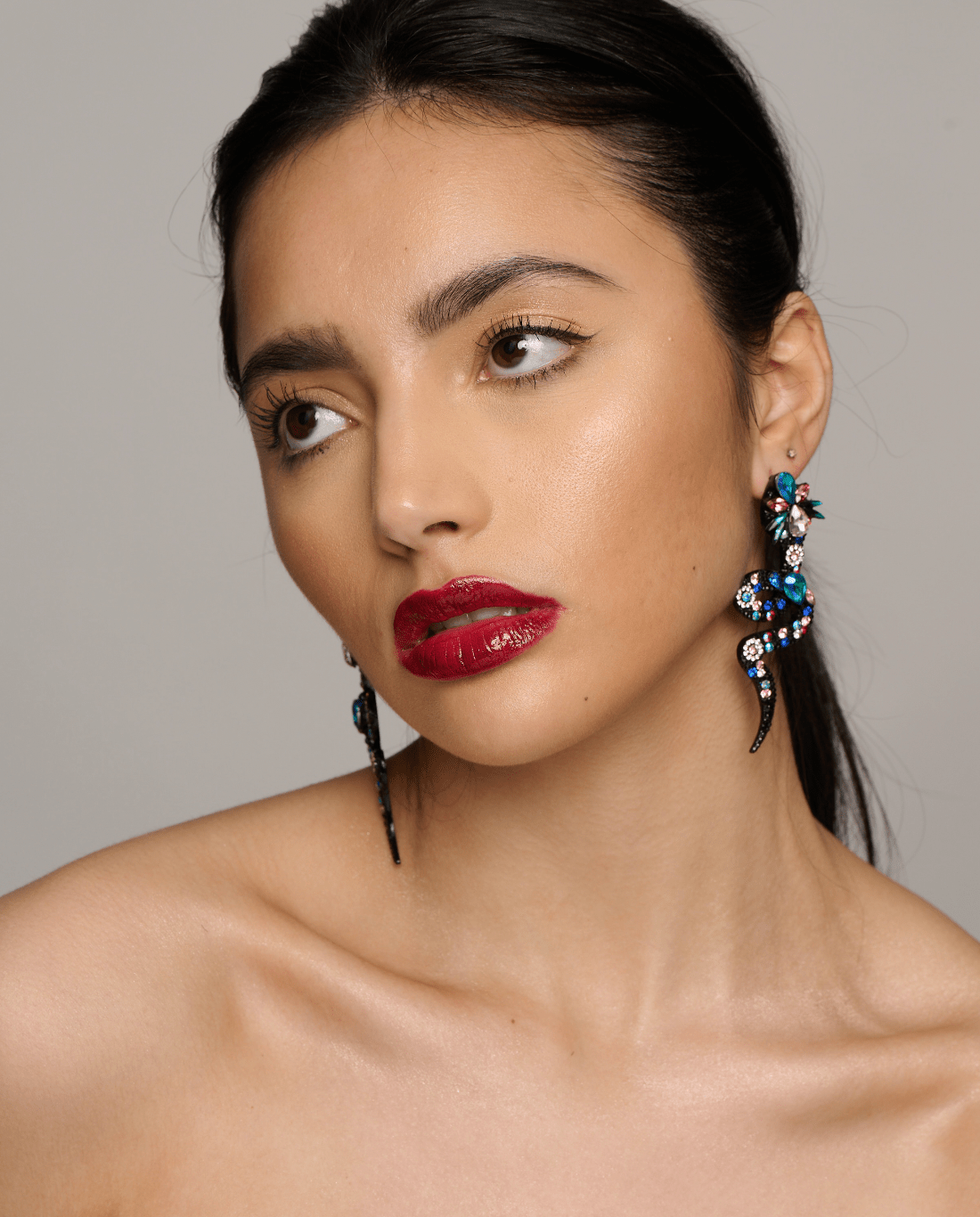 Colourful Crystal Snake Statement Earrings – Bold Artistic Jewelry - Fatisha Boutique