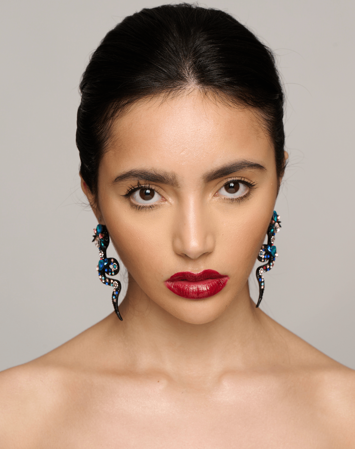 Colourful Crystal Snake Statement Earrings – Bold Artistic Jewelry - Fatisha Boutique
