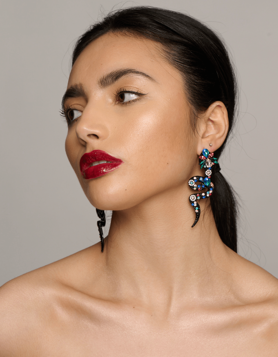 Colourful Crystal Snake Statement Earrings – Bold Artistic Jewelry - Fatisha Boutique