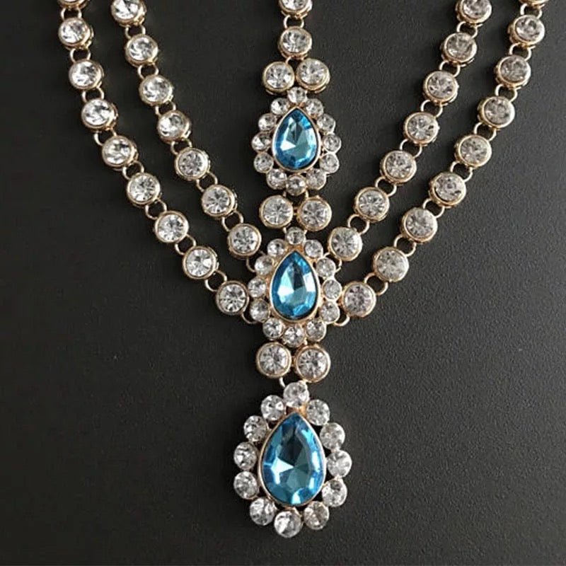 Crystal Diamante Rhinestone Multi layered Tassels Headpiece Hair Jewellery - Fatisha Boutique