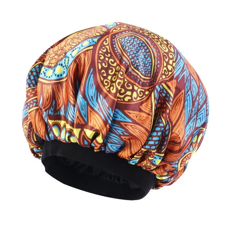 Doubled Layered Revisable Ankara Satin Silk Bonnet Caps - Fatisha Boutique