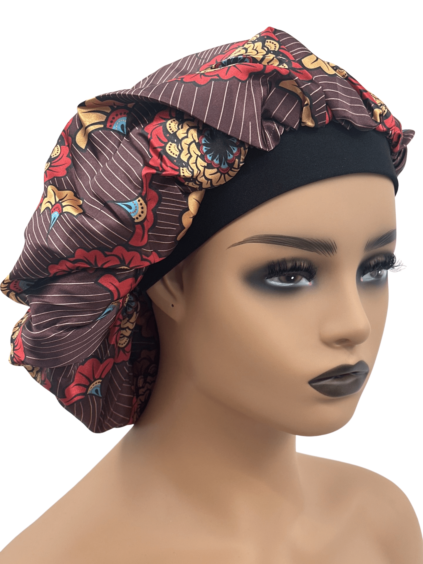 Doubled Layered Revisable Ankara Satin Silk Bonnet Caps - Fatisha Boutique