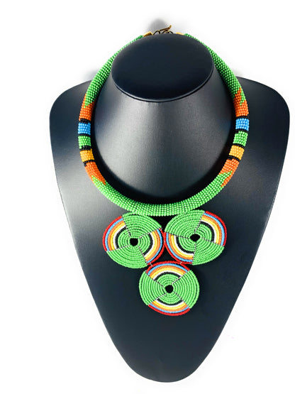 Authentic African Beaded Pendant Necklace