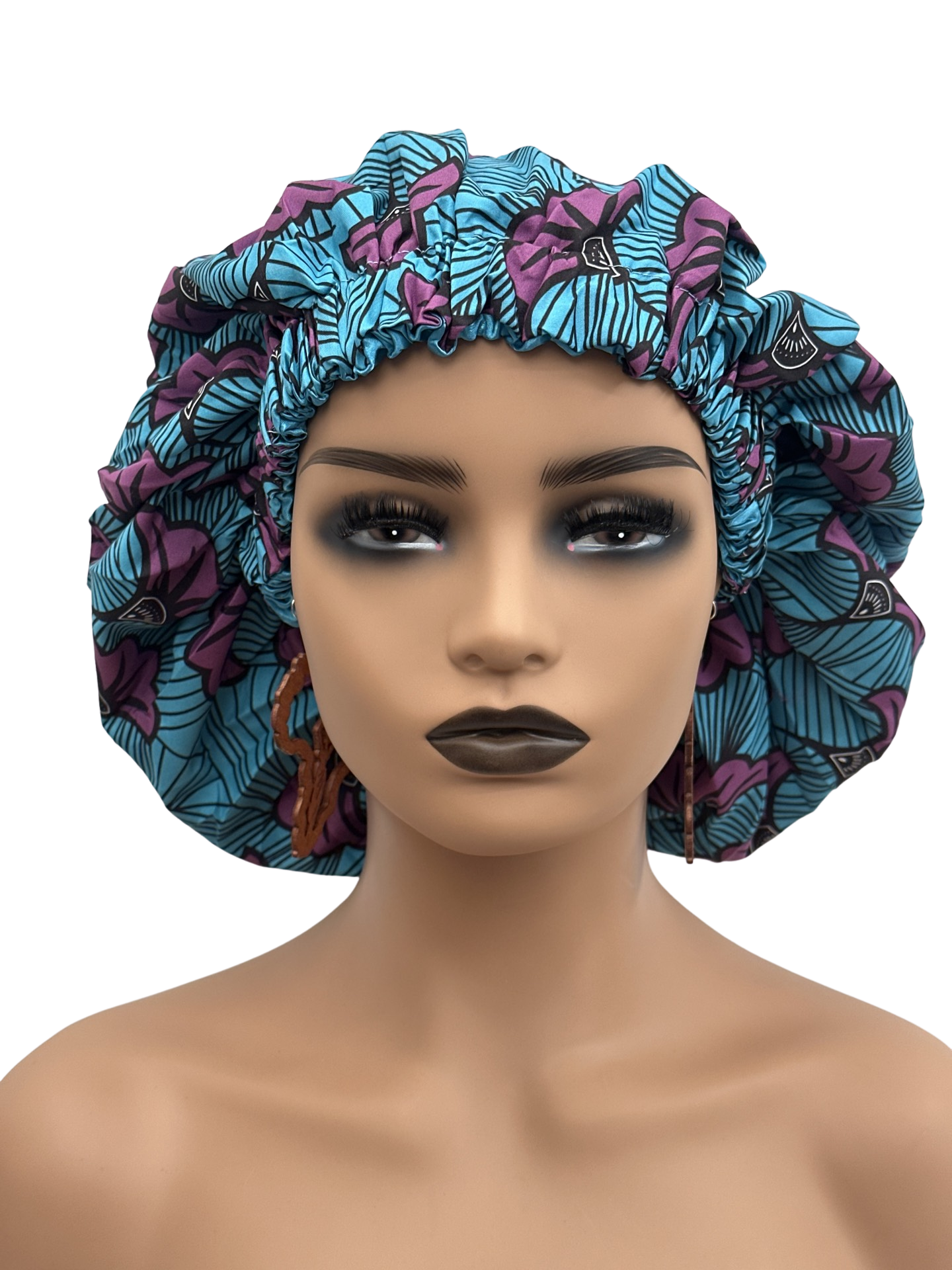 Double Layered Ankara Pattern Satin Silk Revisable Bonnet Cap