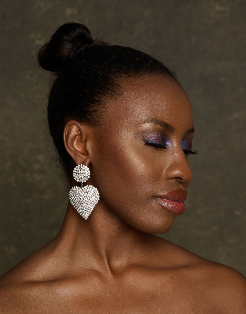 Diamante heart earrings deals