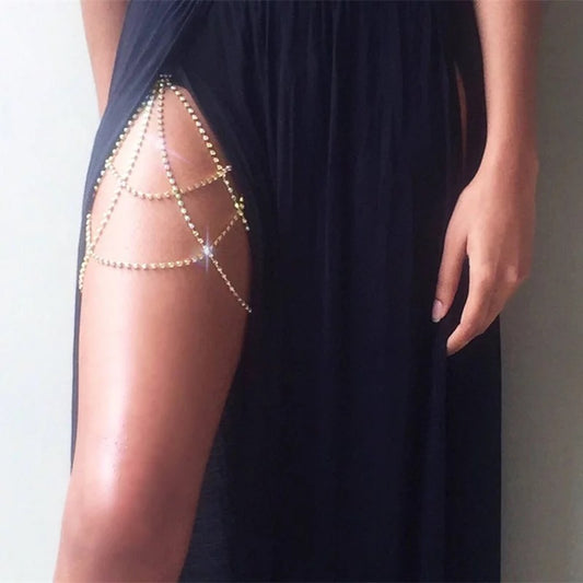 Sparkling Crystal Rhinestone Thigh Tassel Body Chain