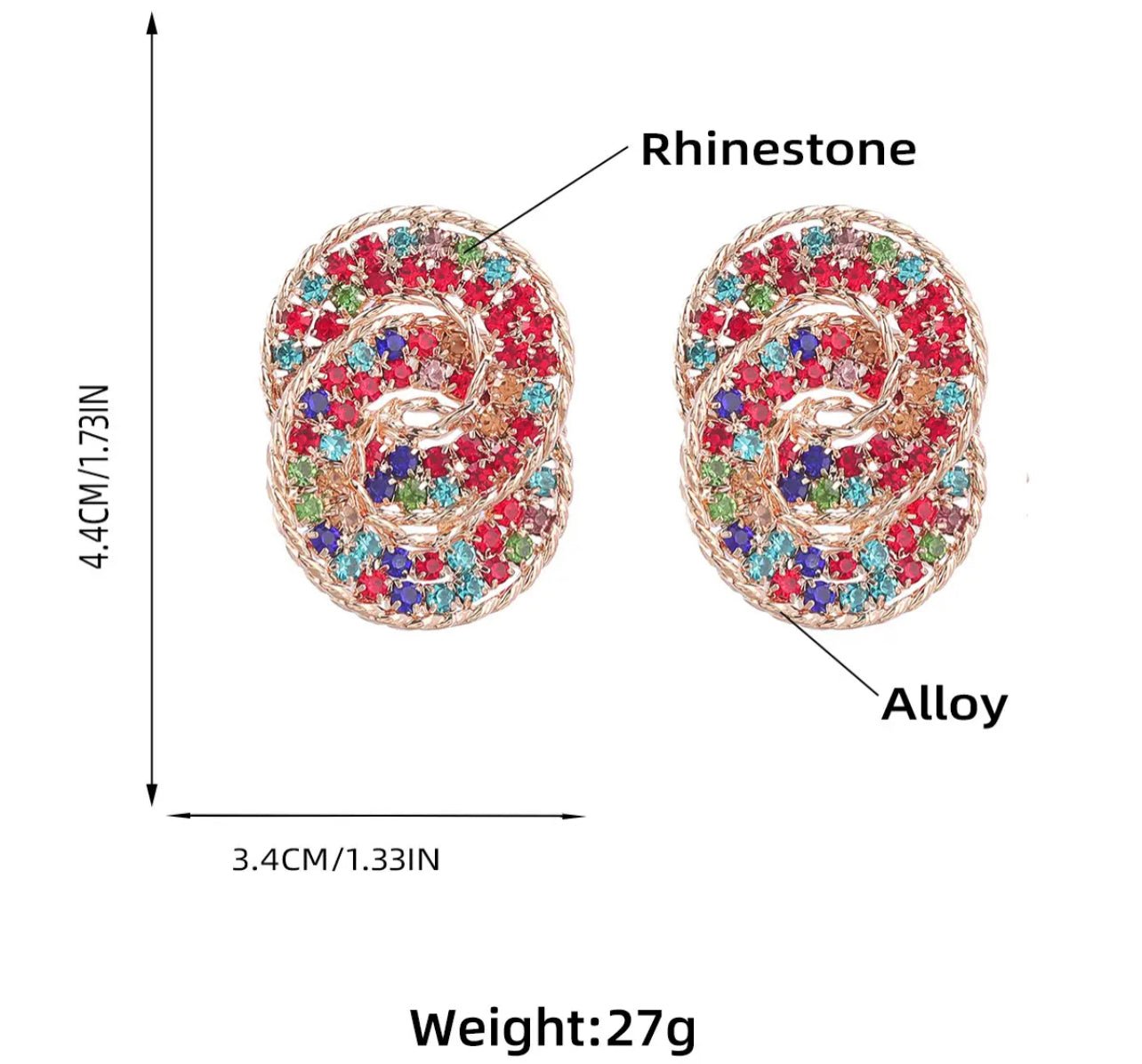 Elegant Diamante Rhinestone Stud Earrings - Fatisha Boutique