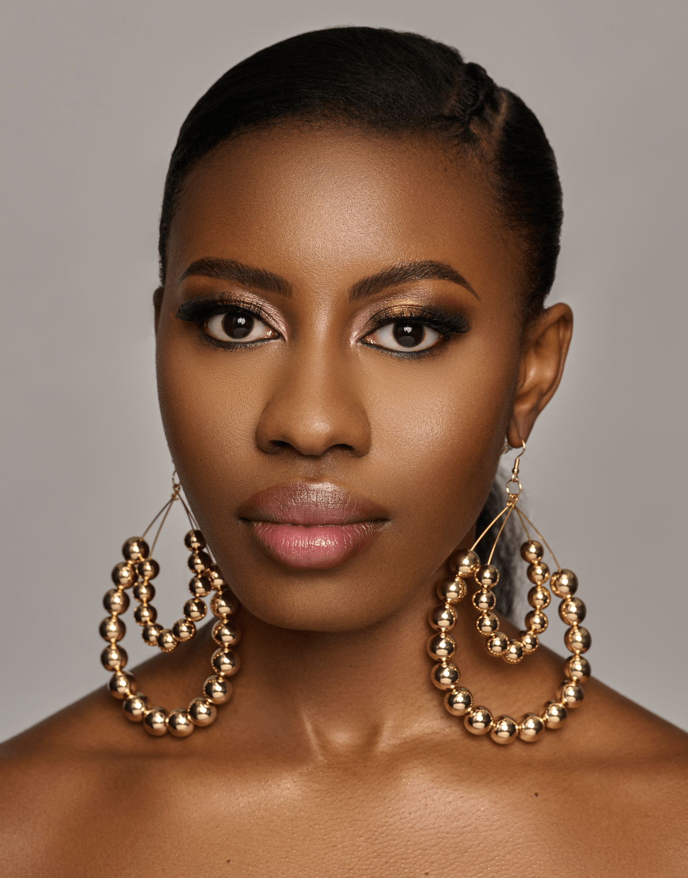 Elegant Double Hoop Gold Bead Statement Earrings - Bold, Chic, and Perfect for Any Occasion - Fatisha Boutique